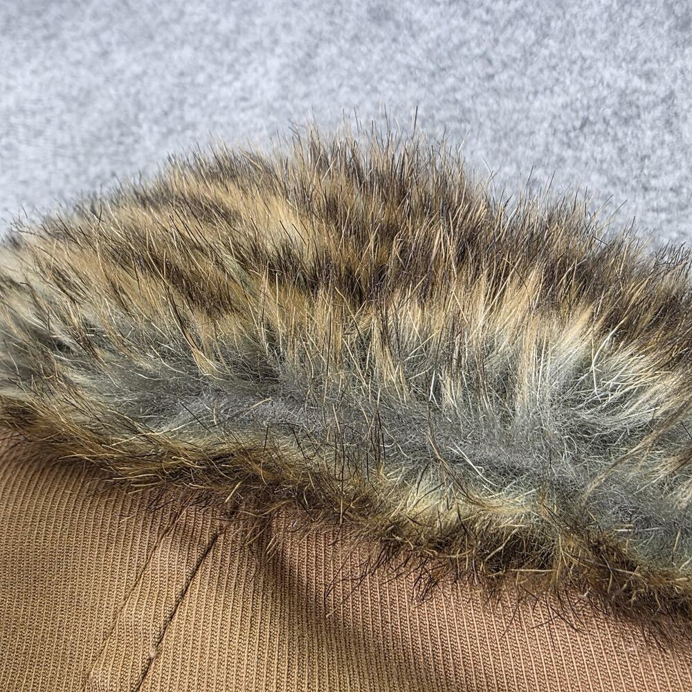 GAP Jacket Womens Medium Beige Faux Fur Collar Detachable Lining Twill Barn Coat - Picture 13 of 16